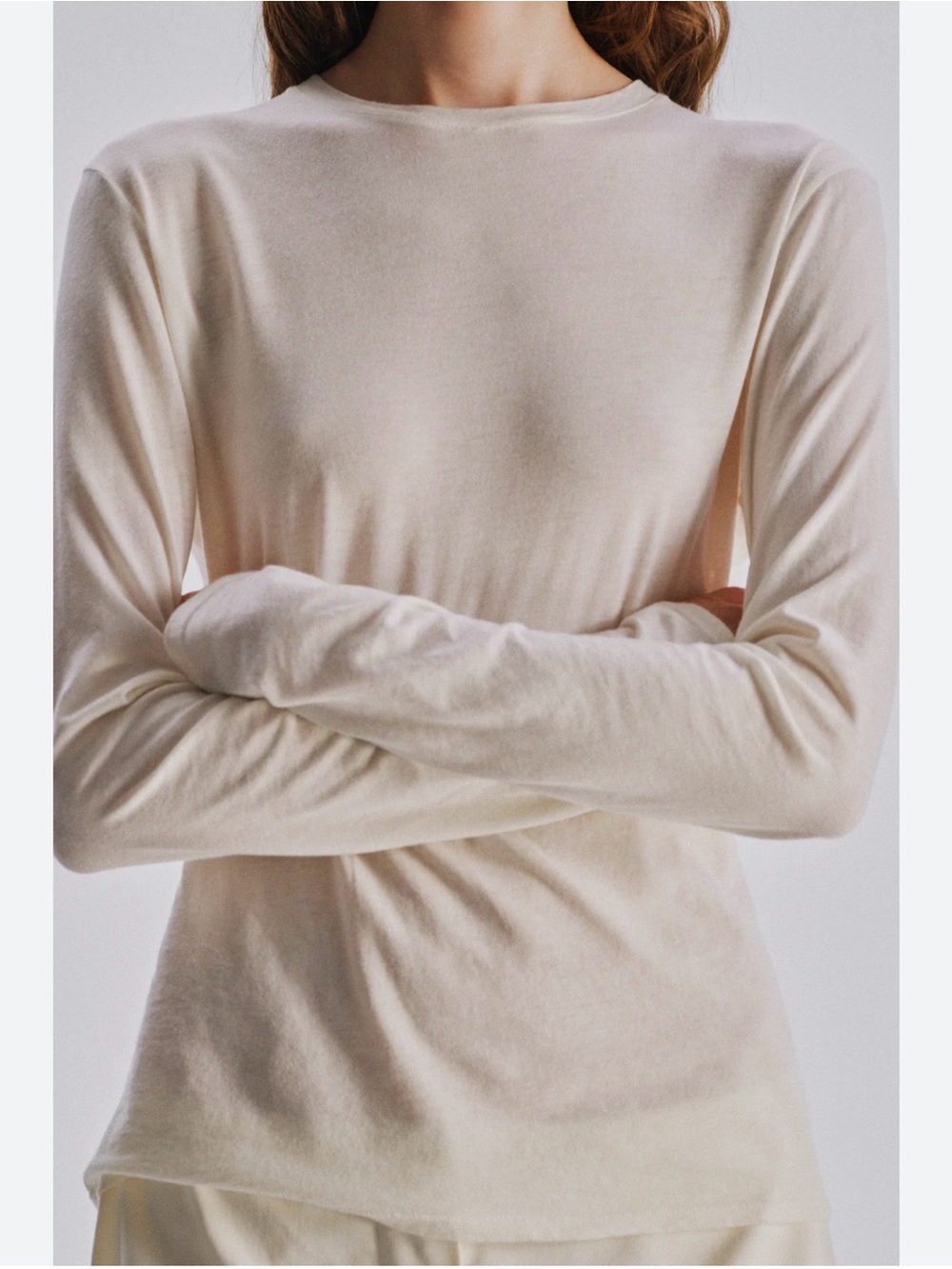 Raey Classic Long-Sleeve Crewneck Top - Cream